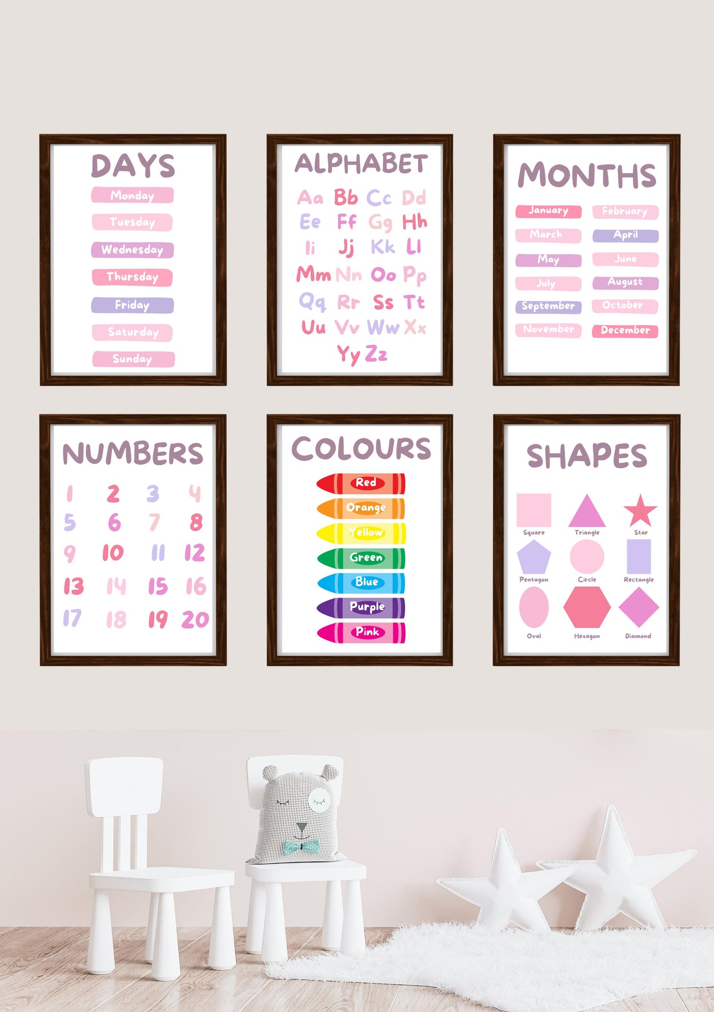 Set Of 6 A4|A3 Educational Prints