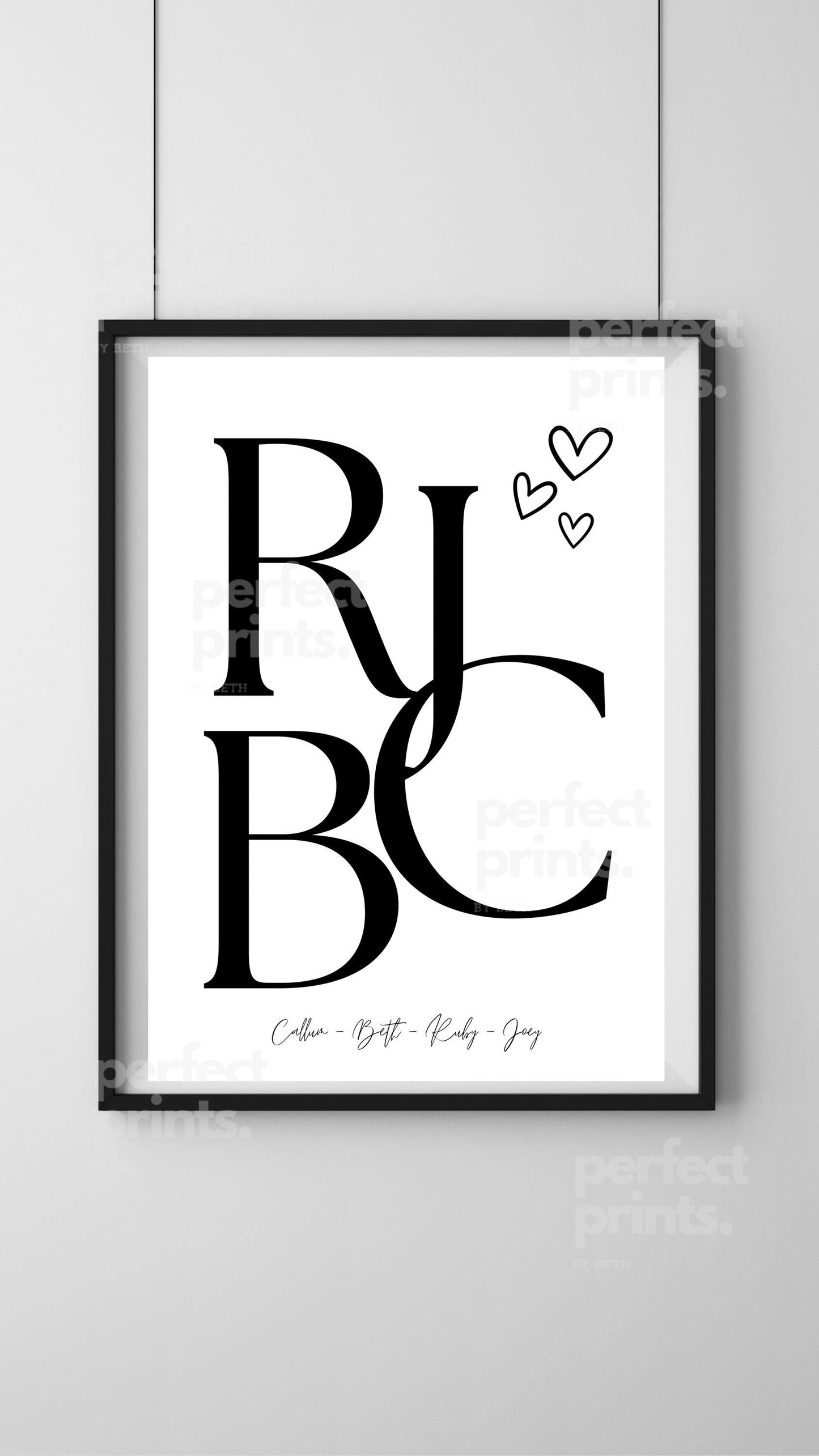 A4?A3 Personalised Family Initial Print