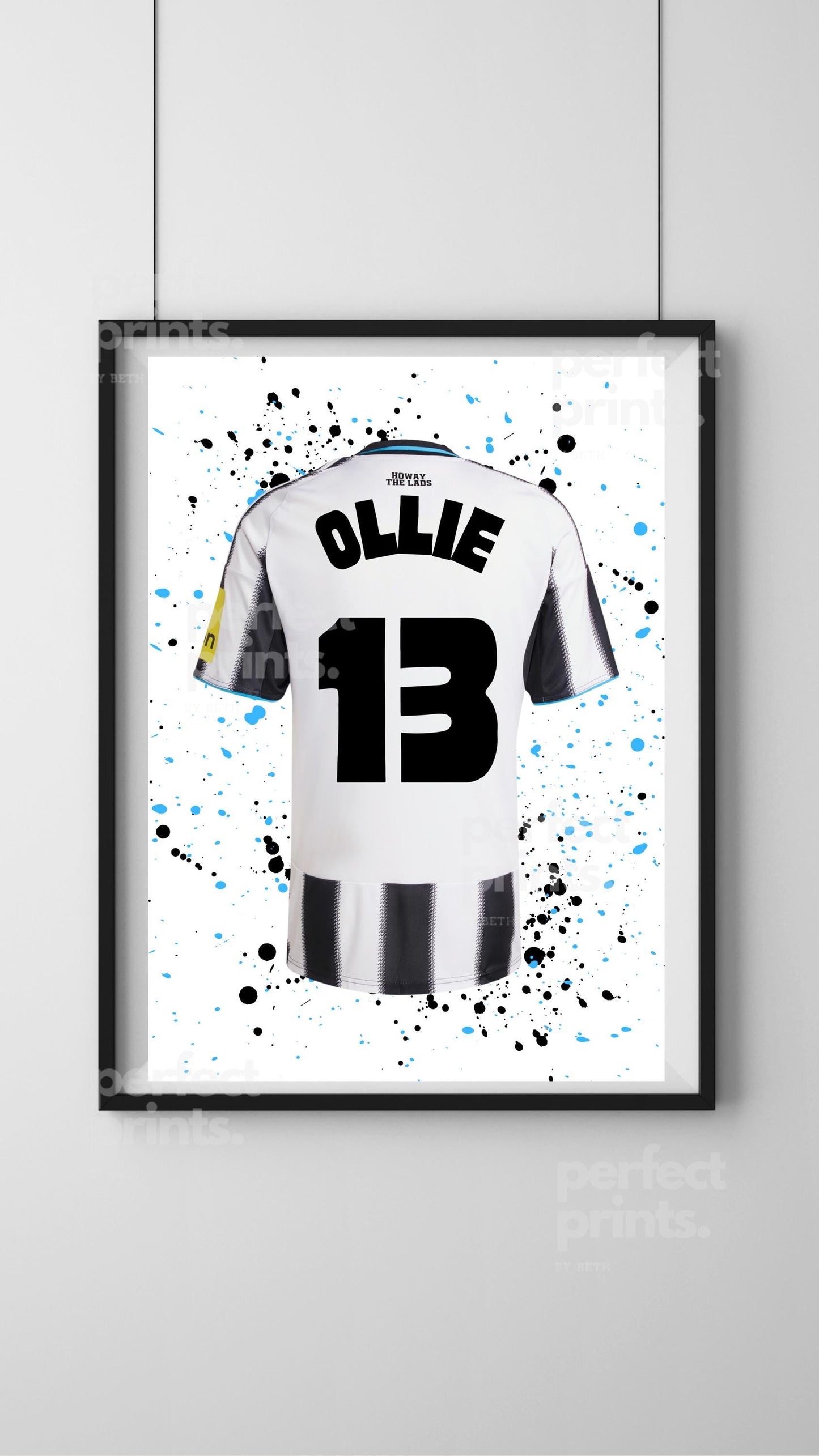 A4|A3 personalised Newcastle football shirt print