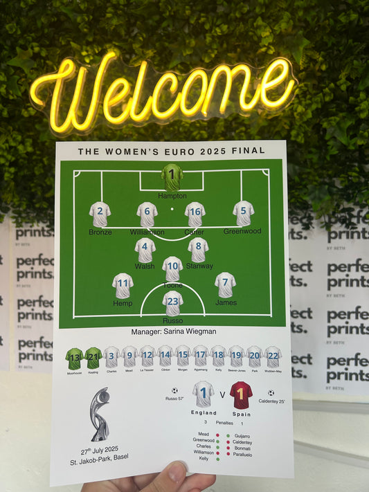 A4|A3 England Lionesses Euro Final 2025 Winners Print