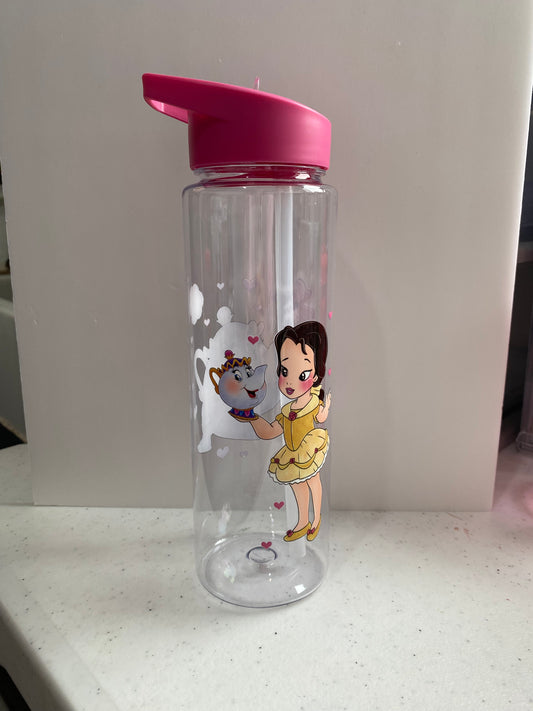 Plastic water bottle with straw