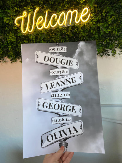 A4|A3 Vintage Street Sign Family Print