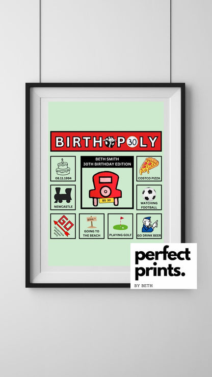 A4|A3 Monopoly Birthday Print