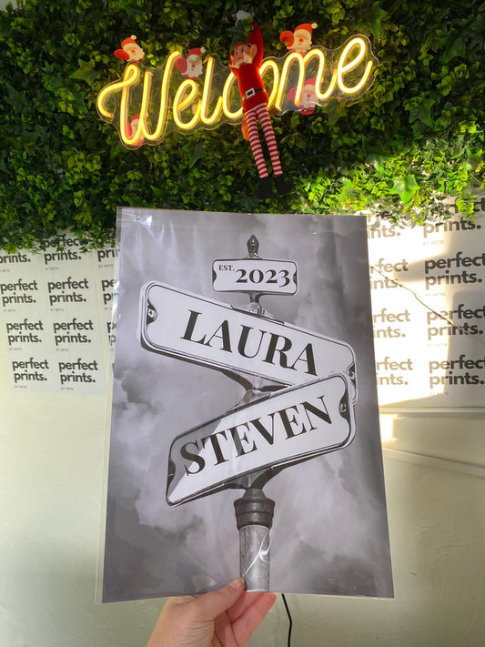 A4|A3 Vintage Street Sign Wedding Est Print