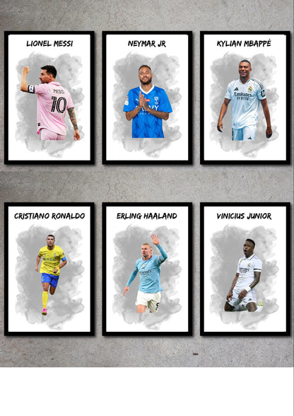 Set Of 6 A4|A3 Footballer Prints