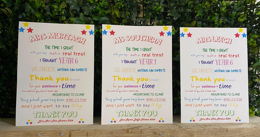 A4|A3 Personalised Teacher End Of Term Print
