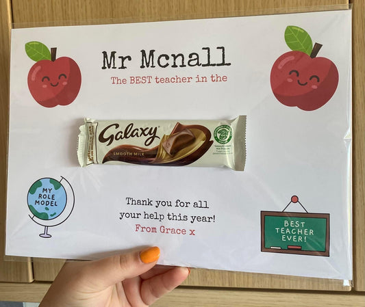 A4 Personalised Teacher End Of Term Chocolate Print