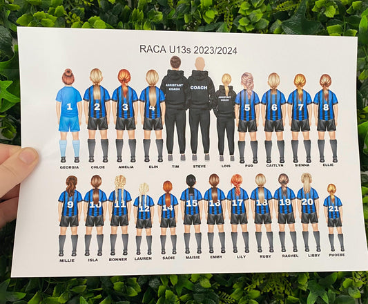 A4|A3 Personalised Grassroots Football Team Print