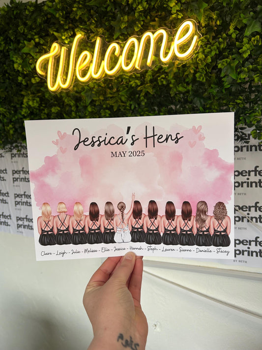 A4|A3 Personalised Hen Party Bridal Print