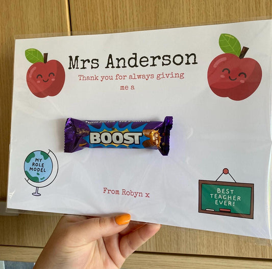 A4 Personalised Teacher End Of Term Chocolate Print