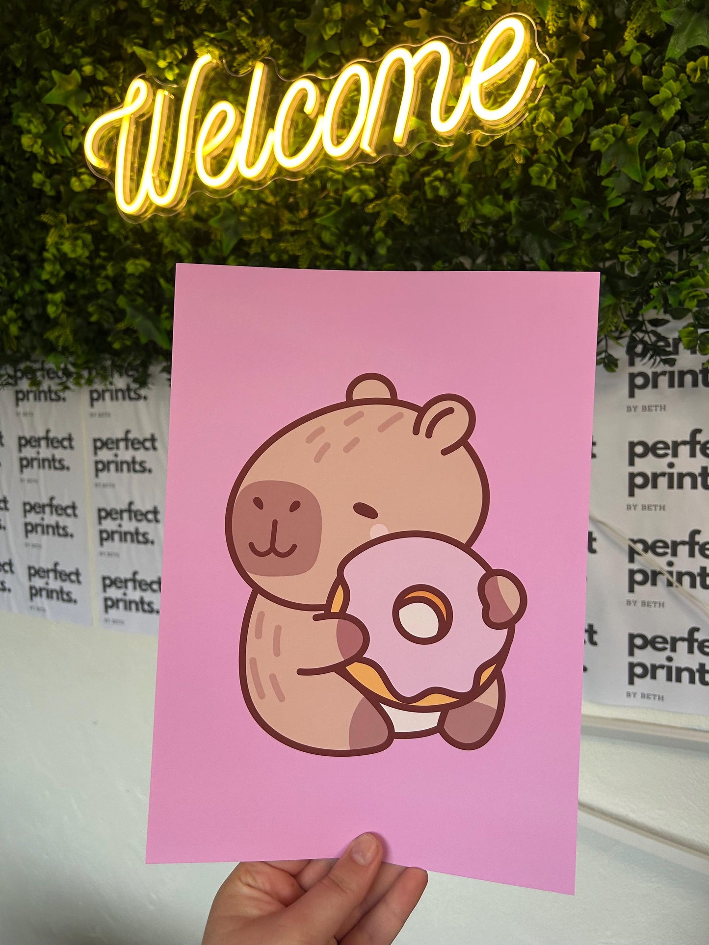 Set of 3 A4|A3 Pink Capybara Cute Bedroom Prints