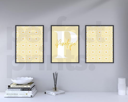 Set Of 3 A4|A3 Daisy Girls Bedroom Prints
