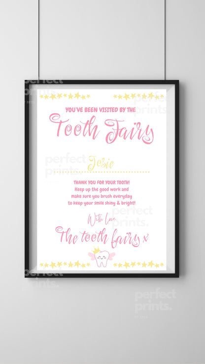 A4 Personalised Tooth Fair Certificate Child’s First Tooth Certificate