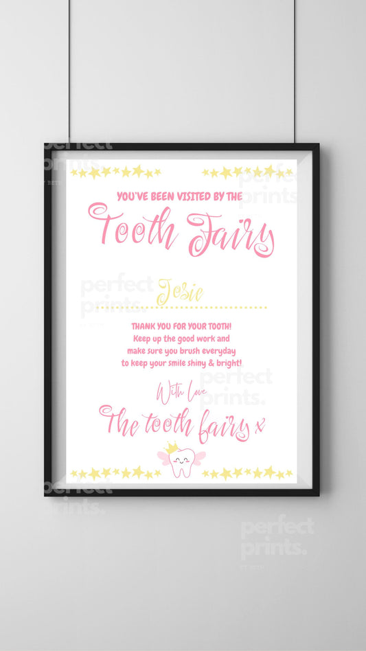 A4 Personalised Tooth Fair Certificate Child’s First Tooth Certificate