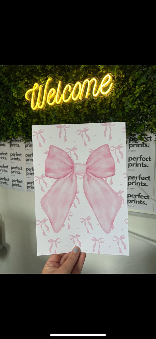 Set Of 3 A4|A3 Pink Bows Girls Prints