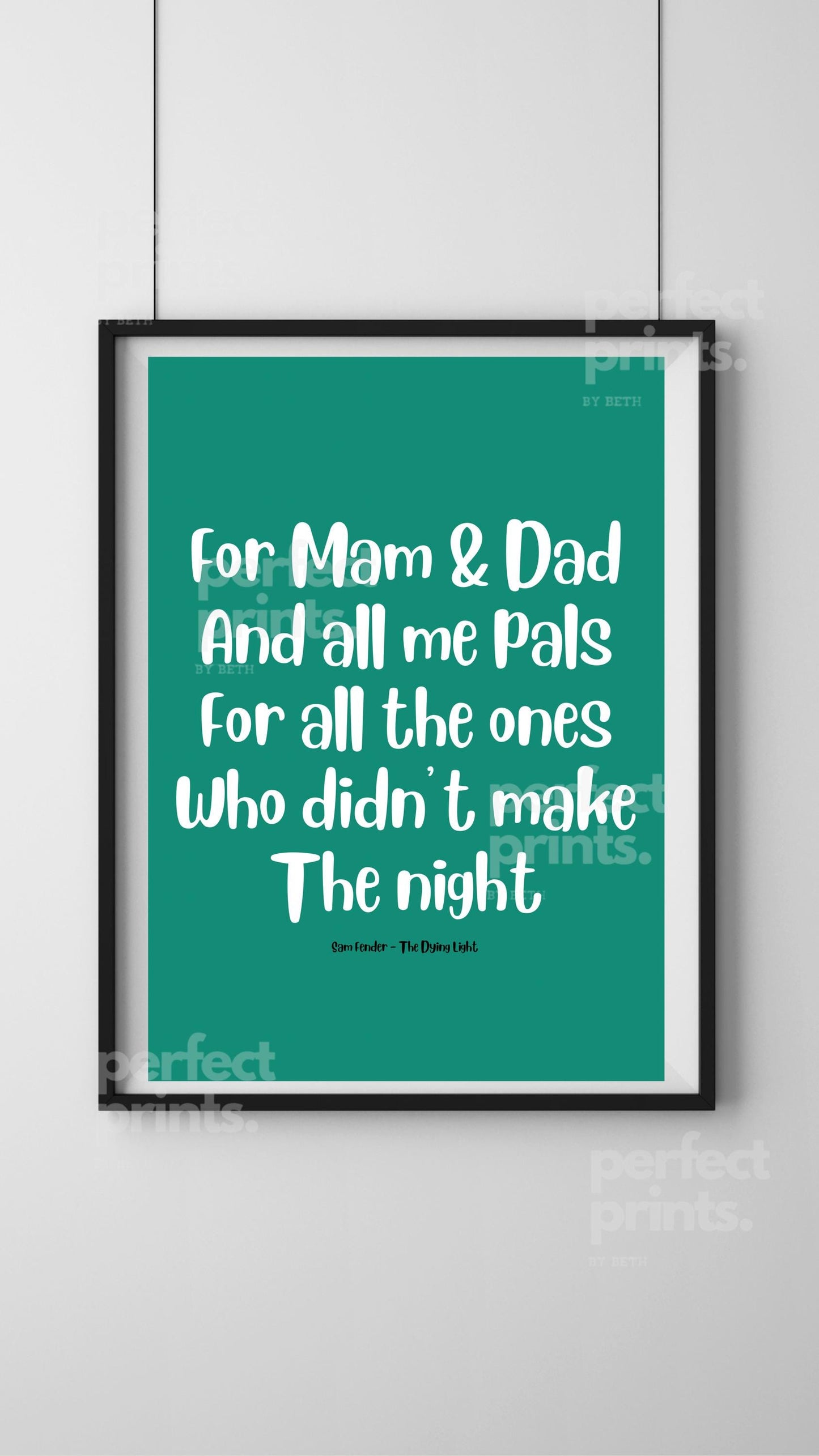 A4|A3 Sam Fender Dying Light Song Lyrics Print