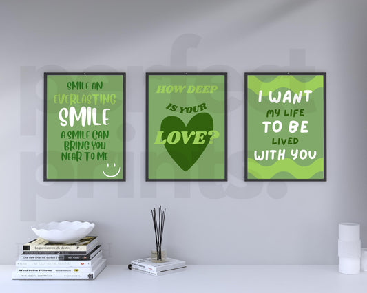 Set of 3 A4|A3 Bee Gees Song Lyrics Prints