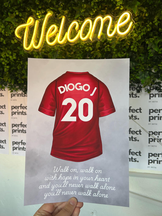 A4|A3 Liverpool Diogo Jota Print You’ll Never Walk Alone Print
