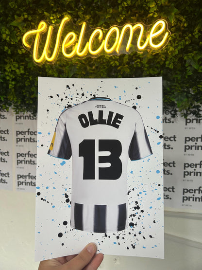 A4|A3 personalised Newcastle football shirt print