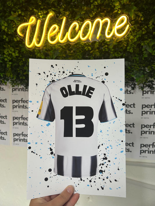 A4|A3 personalised Newcastle football shirt print