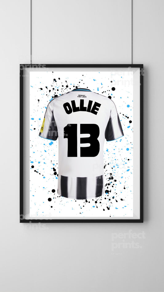 A4|A3 personalised Newcastle football shirt print