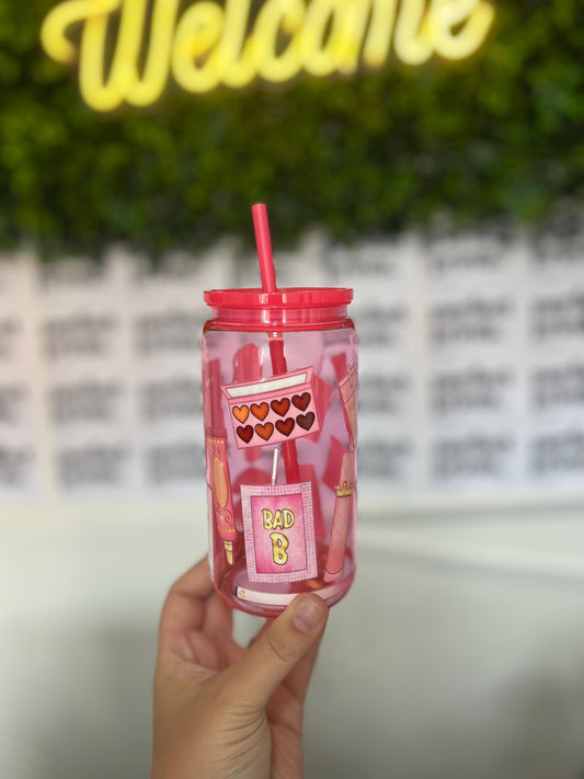 16oz Plouise Inspired Plastic Cup With Straw